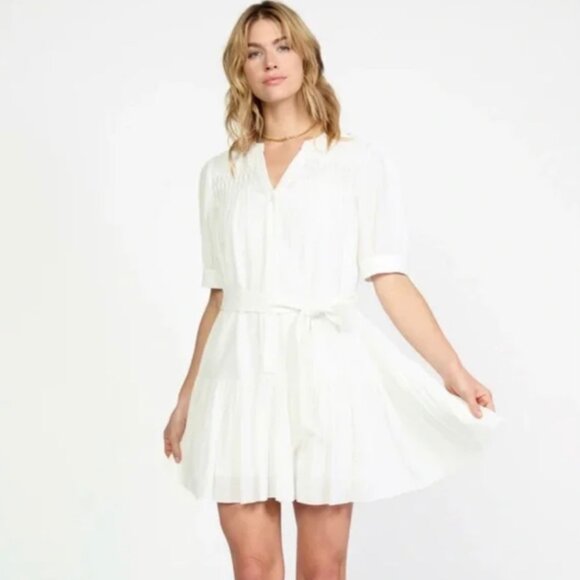Current Air Short Sleeve Button Down Shirt Mini Dress White Size S NWT - Picture 8 of 9